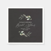 ユーカリ黒金ゴールドエレガントブライダルシャワー スタンダードカクテルナプキン (正面)