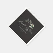 ユーカリ黒金ゴールドブライダルシャワー スタンダードカクテルナプキン (角)