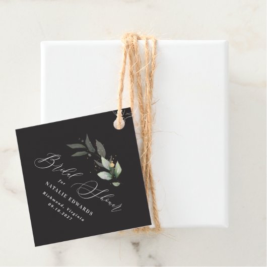 ユーカリ黒金ゴールドブライダルシャワー フェイバータグ (インサイチュ)