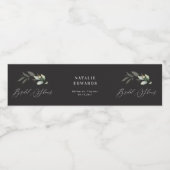 ユーカリ黒金ゴールドブライダルシャワー ペットボトルラベル (シングルラベル)