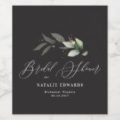 ユーカリ黒金ゴールドブライダルシャワー ワインラベル (シングルラベル)