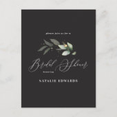 ユーカリ黒金ゴールドブライダルシャワー 案内ポストカード (正面)