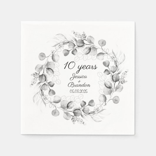 ユーカリ10th結婚スズ記念日 スタンダードカクテルナプキン (正面)