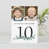 ユーカリ2写真結婚表番号記号 招待状 (スタンド正面)