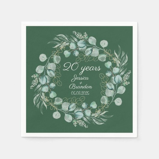 ユーカリ20thエメラルド結婚の記念日 スタンダードカクテルナプキン (正面)