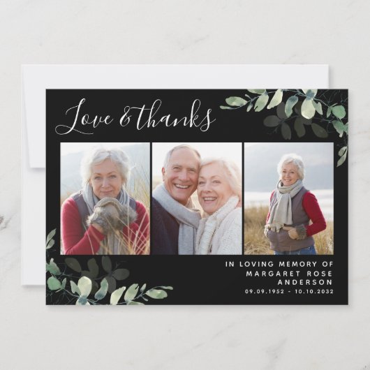 ユーカリ3写真葬式悔やみや弔慰サンキューカード サンキューカード (正面)