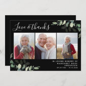 ユーカリ3写真葬式悔やみや弔慰サンキューカード サンキューカード (正面/裏面)