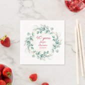 ユーカリ40th赤ルビー結婚の記念日 スタンダードカクテルナプキン (インサイチュ)