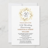 ユーカリ50結婚周年記念写真金ゴールド 招待状 (正面)