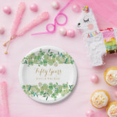 ユーカリ50金ゴールド結婚記念日 ペーパープレート (パーティー)