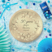 ユーカリ50th黄金結婚記念日 ペーパープレート (パーティー)