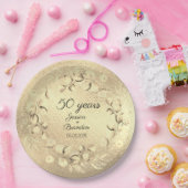 ユーカリ50th黄金結婚記念日 ペーパープレート (パーティー)