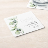 ユーカリ80誕生日水彩 スクエアペーパーコースター (アングル)