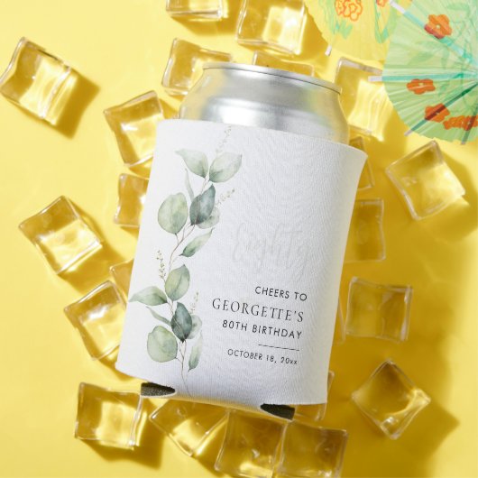 ユーカリ80誕生日水彩 缶クーラー (インサイチュ 夏)