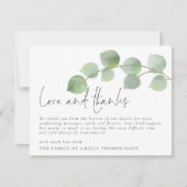 ユーカリ お悔やみ シンパシー ラブ アンド サンクス カード (正面)