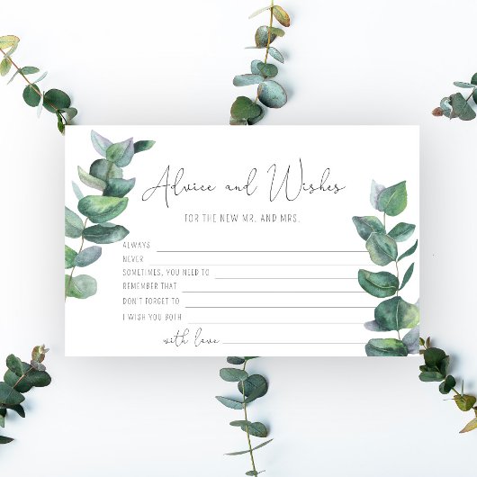 ユーカリ – アドバイスとウィッシュブライダルシャワー 便箋
