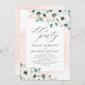 ユーカリ アネモネの花のラスティック ウェディング パーティー 招待状 (正面/裏面)