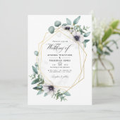 ユーカリ・アネモネ幾何結婚的な写真 招待状 (スタンド正面)