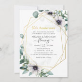 ユーカリ アネモネ ジオメトリック 50周年記念 招待状 (正面)