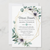 ユーカリ アネモネ 幾何学 ビーチェル バーチャル ブライダル シャワー 招待状 (正面)