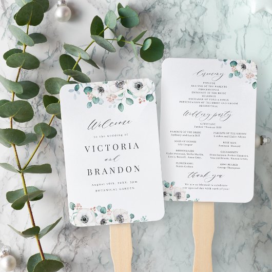 ユーカリ・アネモンフローララスティックウェディングプログラム ハンドファン