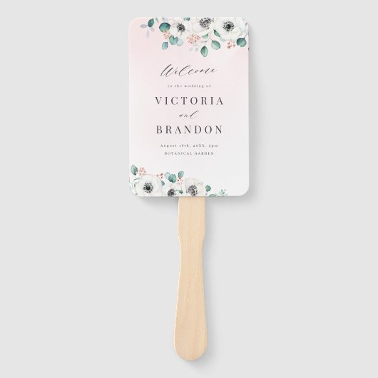 ユーカリ・アネモンフローララスティックウェディングプログラム ハンドファン (正面)