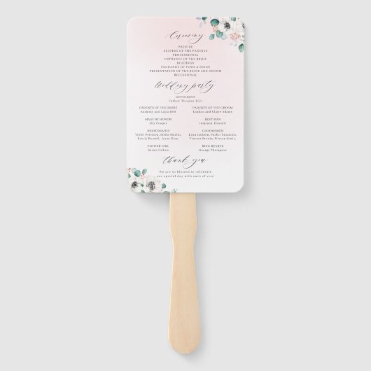 ユーカリ・アネモンフローララスティックウェディングプログラム ハンドファン (裏面)