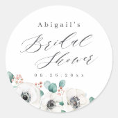 ユーカリ・アネモンフローラ素朴ブライダルシャワー ラウンドシール (正面)