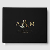 ユーカリ、アンパサンド、ブラック金ゴールド結婚、 ゲストブック (正面)