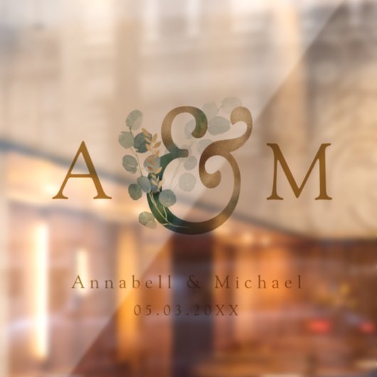 ユーカリ、アンパサンド、モノグラム結婚ズ ウィンドウサイン (シート2)