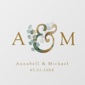 ユーカリ、アンパサンド、モノグラム結婚ズ ウィンドウサイン (シート)