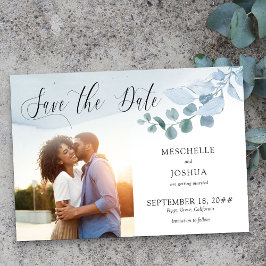 ユーカリ ウェディング フォト エレガントな葉のモチーフ セーブザデート