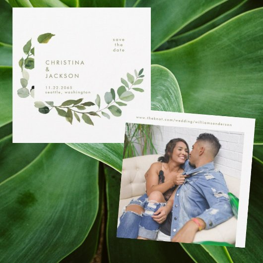 ユーカリ ウェディング フォト セーブ・ザ・デート ゴールド テキスト