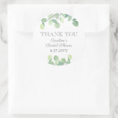 ユーカリ ウォーターカラー グリーン ブライダル シャワー ラウンドシール (バッグ)