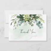 ユーカリ ウォーターカラー シック ブライダルシャワー サンキューカード (正面)