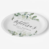 ユーカリ ウォーターカラー ブライダルシャワー ペーパープレート (アングル)