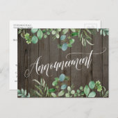 ユーカリ&ウッド結婚延期の発表 ポストカード (正面/裏面)