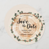 ユーカリ ウッド カット スライス QRコード ウェディング ウェブサイト 招待状 (正面/裏面)