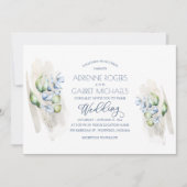 ユーカリ・ウッド・グ素朴リーン&ダスティ・ブ結婚ルー 招待状 (正面)