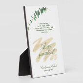 ユーカリ、エメラルド、金ゴールドオーディオゲストブック フォトプラーク (側面)