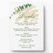 ユーカリ、エメラルド、金ゴールドドリンクのメニュー