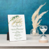 ユーカリ、エメラルド、金ゴールドドリンクのメニュー フォトプラーク (側面)