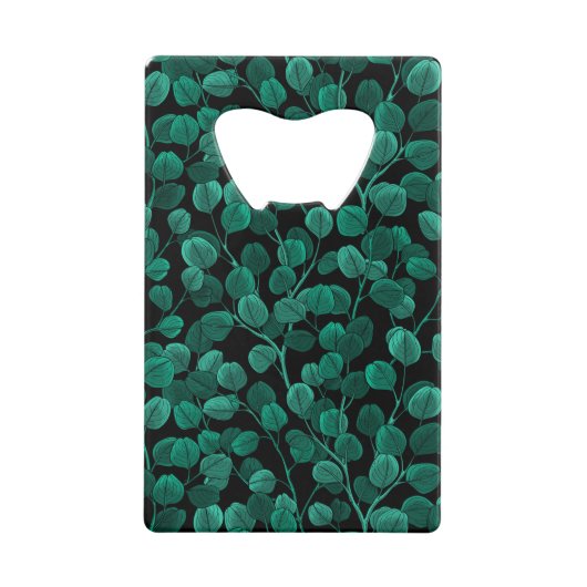 ユーカリ・オン・ブラック クレジットカード栓抜き (正面)