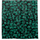 ユーカリ・オン・ブラック シャワーカーテン (正面)