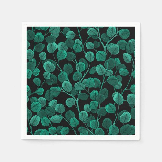 ユーカリ・オン・ブラック スタンダードカクテルナプキン (正面)