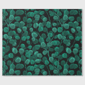 ユーカリ・オン・ブラック ラッピングペーパー (フラット)