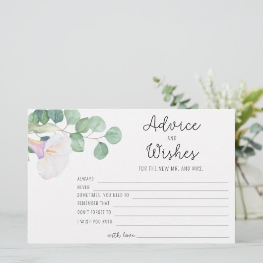 ユーカリ/カルラ – アドバイスとウィッシュブライダルシャワー 便箋 (スタンド正面)