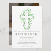 ユーカリ《キリスト教》洗礼式や命名式グリーンバプテスマ 招待状 (正面/裏面)