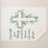 ユーカリ・クロスに全ての不安を投げ掛ける シェルパブランケット (正面(横))