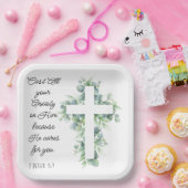 ユーカリ・クロスに全ての不安を投げ掛ける ペーパープレート (パーティー)